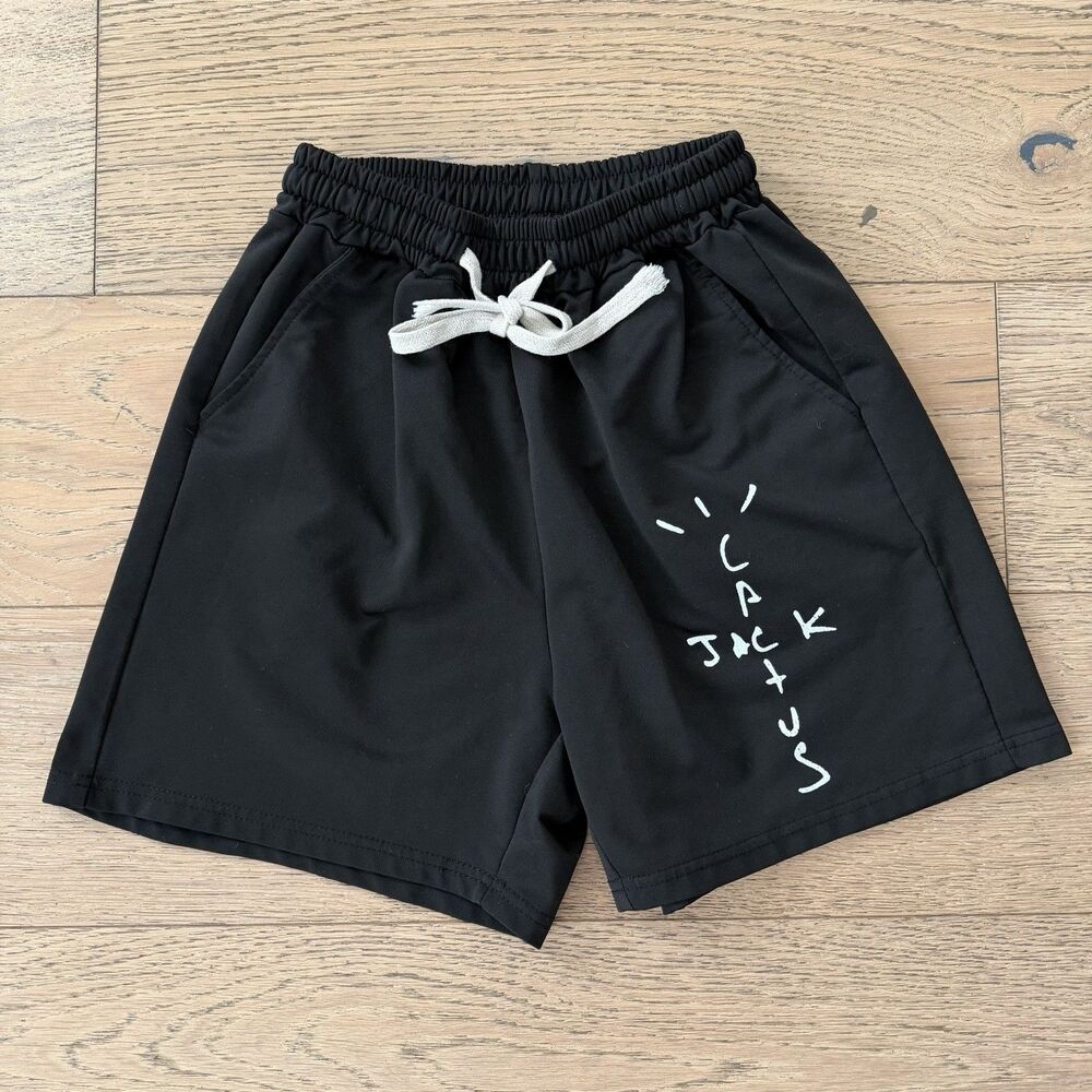 Cactus Jack Black Athletic Shorts Youth Size Small Drawstring Pockets